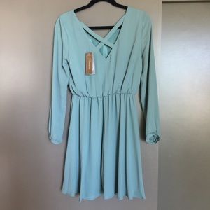 Lush brand cross back teal dress